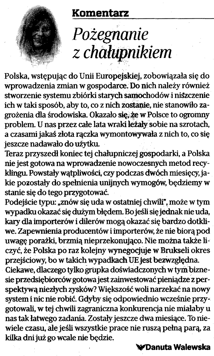 Rzeczpospolita, Dziurawa sie� odzysku, komentarz.